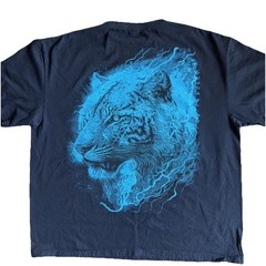 Tiger Psychedelic Neon Sparkle Glow Art To Wear Colorful TShirt XXL