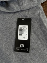 NWT Travis Mathew Party On T shirt Heather Gray pima Cotton Flag Pocket Sz L