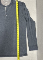 Eddie Bauer Thermal Base Layer Mens L Tall Henley Shirt Blue Long Sleeve Waffle