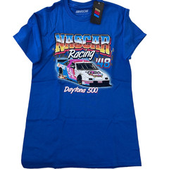 Nascar Racing Short Sleeve T-Shirt 100% Cotton Tagless Medium 100% Cotton Blue
