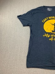 Crazy Dog Fishing T-shirt Men L Gray Blue Can’t Work Today, My Arm is in a Cast