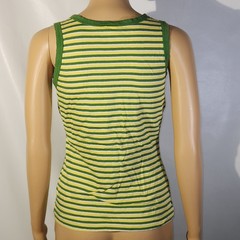 VINTAGE Chrysanthemum Brand Tank Top Shirt Size M Cotton Green Yellow Stripe