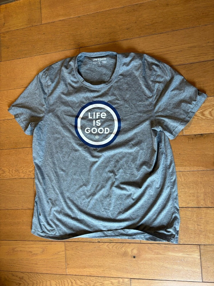 Life Is Good Forest Graphic Active T-Shirt Men’s Large Gray Short Sleeve