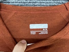 Marmot Mens Red Long Sleeve Shirt Logo Size Medium Base Layer Hiking Outdoor