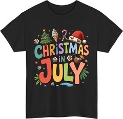 Christmas In July Meme T-Shirt – Funny Summer Xmas Tropical Holiday Party Gift
