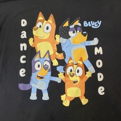 Bluey Dance Mode T-Shirt XL Black Bingo Chilli Bandit Cartoon Graphic Tee