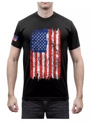 Rothco Distressed US Flag Athletic Fit T-Shirt – Black – Size M