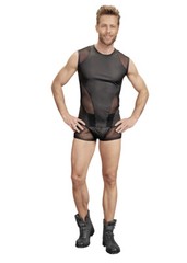 Men’s Black Mesh Wetlook Sleeveless Shirt Clubwear Tank Top
