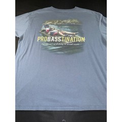 Bass Pro Shops Mens XL Blue Probasstination Fishing Graphic T-Shirt Cotton Tee