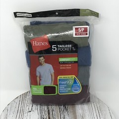 Hanes 5 Tagless Pocket Ts Shirt Comfort Fresh IQ Assorted Colors Small 34-36