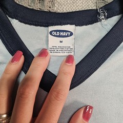 Old Navy Men’s M Light Blue/Navy V-Neck Ringer T-Shirt 8 Graphic Gothic font