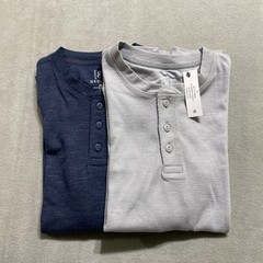 NWT George Henley Thermal Style Knit Shirt Extra Small Light Gray Blue Lot of 2