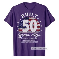 Funny 50th Birthday USA Flag T-Shirt Built 50 Years Old Ago Bday Tee Vintage Men