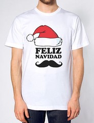 FELIZ NAVIDAD MOUSTACHE T SHIRT FUNNY CHRISTMAS MEXICAN SPANISH MUSTACHE MEN