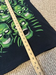 GRAIL Vintage Liquid Blue “Skull Pile” All Over Print Glow In Dark Tee Size XL