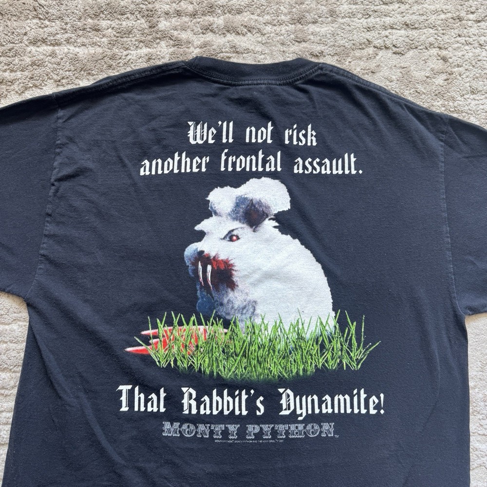 Choice Apparel Mens Large Black Monty Python Movie Tee Just An Ordinary Rabbit