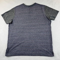 Levi’s Henley Shirt Men XL Blue Grey Striped Short Sleeve Marled Casual 3-Button