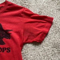 Vintage Steadman T Shirt Triceratops 1982 80s Xs Small Red Thin Baby Tee