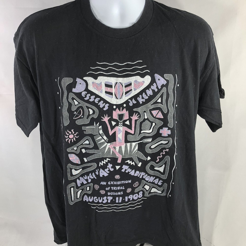 VTG Dessens De Kenya Musee D’Art Museum by Blondie & Bruno Shirt USA Made Stitch