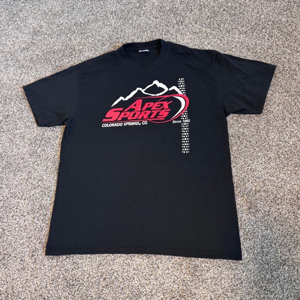 Apex Sports Black T-Shirt Colorado Springs Cotton Blend Men’s Size Large Motor