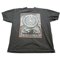 Shaka Wear Brown & Proud Lowrider Aztec Calendar Graphic T-Shirt Black Mens 3XL