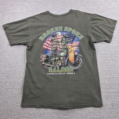 Anvil Shirt Mens Large Green Broken Spoke Saloon Vet Motorcycle Graphic Tee
