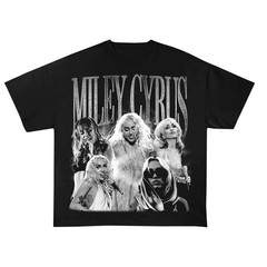 Miley Cyrus Black & White Shirt | 90s Retro Vintage Tshirt