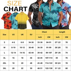 Men Hawaiian Shirts Floral Palm Tree Sunset Surf Beach Party Holiday Stag Dance