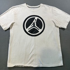 Jordan Brand Mens White Jumpman Logo Graphic T-Shirt Size Large L Cotton Tee
