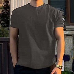 Gym Daily Wear Mens Loose Tee Round Neck Shirt 95% Polyester 5% Spandex