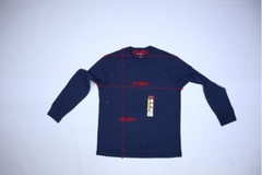 Eddie Bauer Mens Indigo Blue Long Sleeve Crew Neck Cotton Blend Tee Shirt M