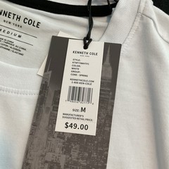 Kenneth Cole Graphic Tee shirt Men’s Size Medium The Core Edit Collection White