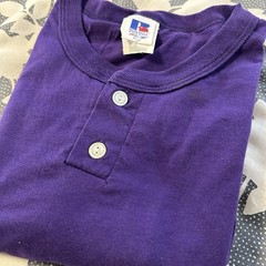 Vintage Russell Athletic NuBlend Henley Shirt Purple Mens XXL Blank 2000s Y2K