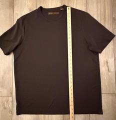 Perry Ellis Polyester Ribbed Knit Crew Neck Short Sleeve Shirt-Men’s XL-Brown