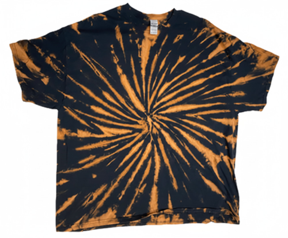 Hand-Dyed Reverse Spiral Tee – Orange & Black