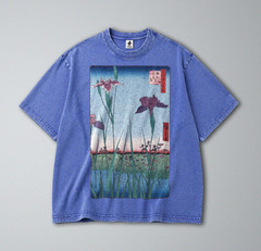 100% Cotton Tee – Unisex Retro Oversized Fit – Japanese Iris Garden Print
