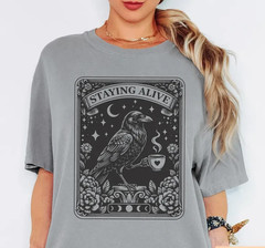 Staying Alive Shirt, Funny Coffee Shirt, Funny Tarot Card T-Shirt