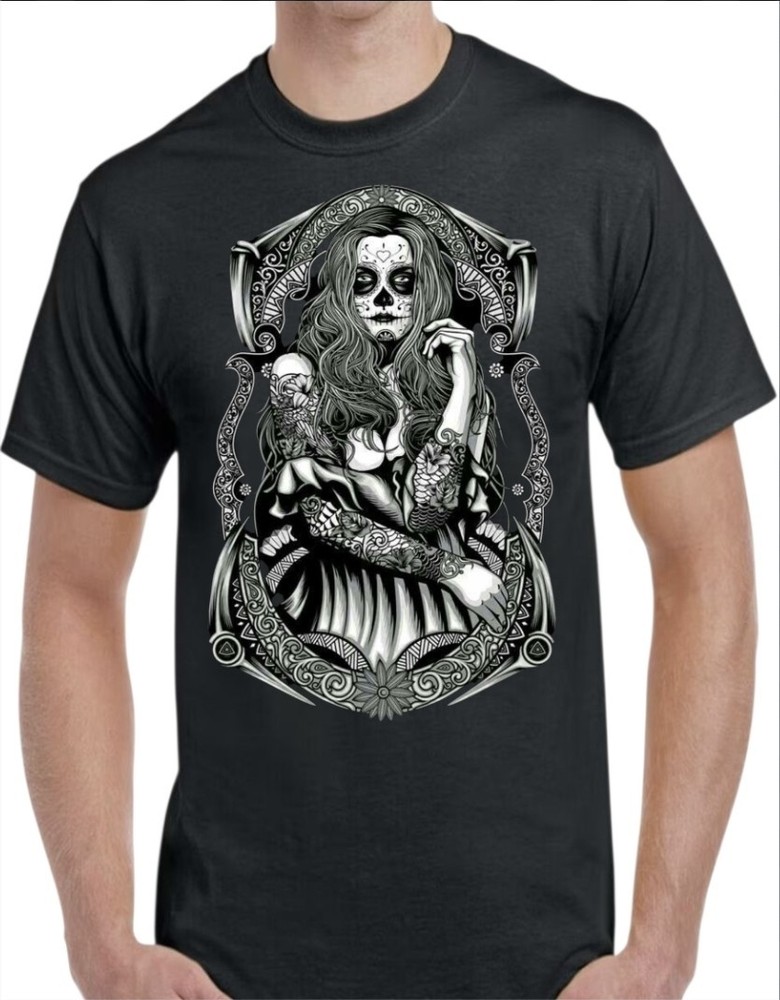 Dia De Los Muertos Black Men’s T-Shirt Small To 3X-Large #9