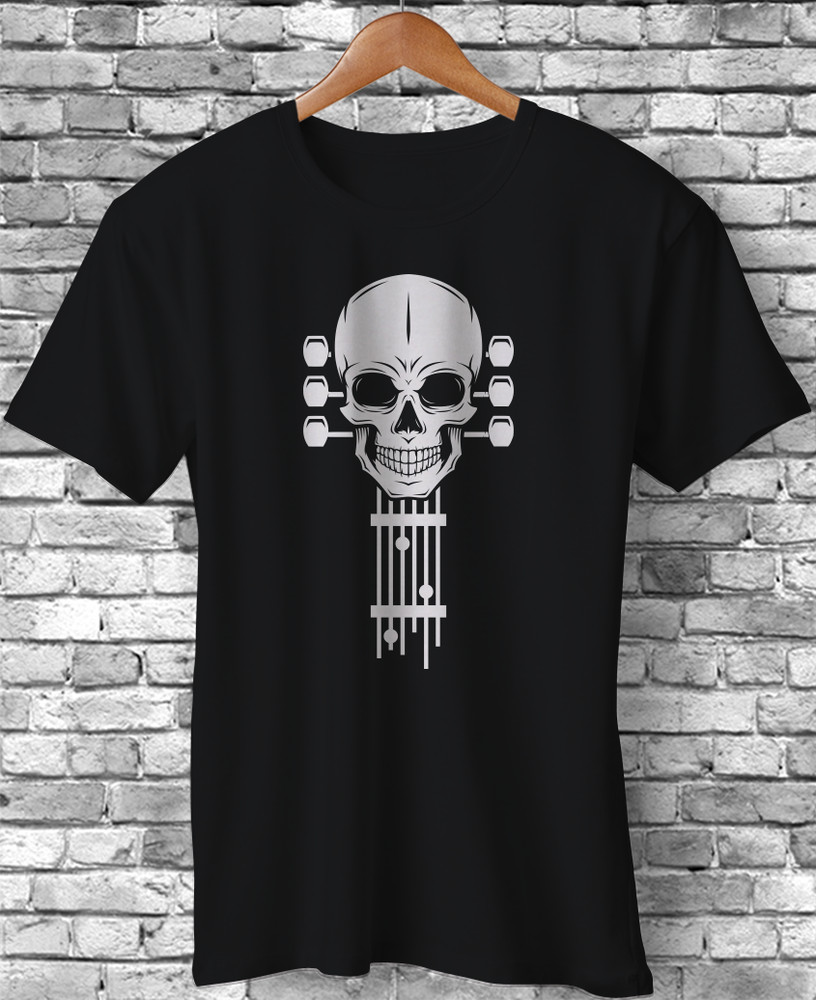Guitar Skull Skeleton Music Lover Rock & Roll Band Funny Gift T-Shirt Vintage