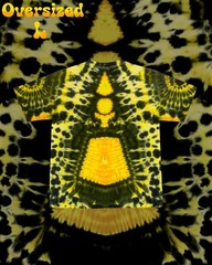 Handmade Tie Dye Alien Sun God T-Shirt Yellow Black Gothic One of a Kind Oversiz