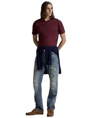 Polo Ralph Lauren Mens V-Neck Short Sleeve T-Shirt Burgundy / Wine S , M NWT