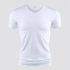 2026 Men’s T Shirt Pure Color V Collar Short Sleeved Tops Tees Men T-Shirt Black