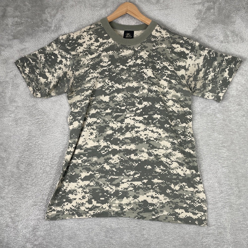 Tee Swing Digital Camo Shirt Mens Large Green ACU Military Tactical Made in USA