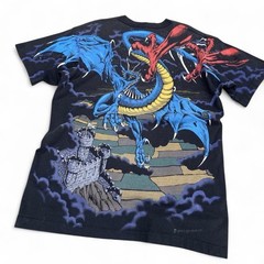 Vintage 1994 Liquid Blue Dragon All over Print Tee Sz Large