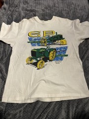 VTG Single Stitch John Deere GP General Purpose Antique Tractor T Shirt White XL