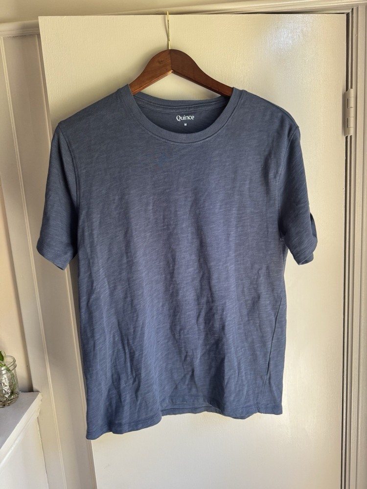 Quince Men’s Short Sleeve T-Shirt Size M Medium Blue Slub Cotton Crewneck