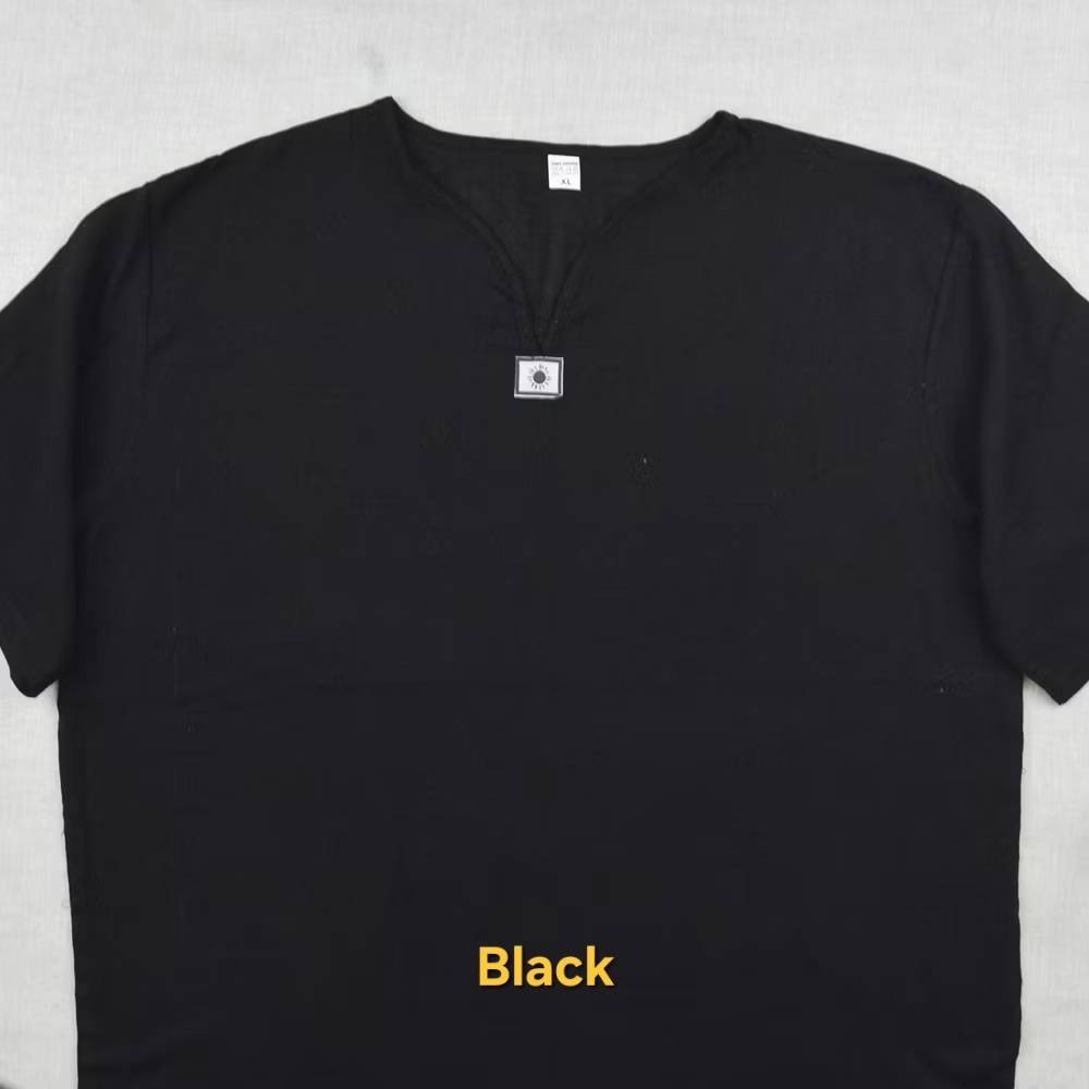 Northern Thai Short Sleeve Shirt T-Shirt Unisex V-collar Summer Unisex Cotton