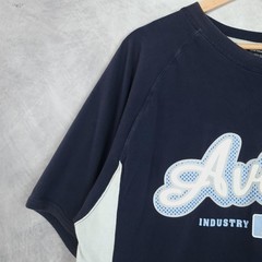 Avirex Shirt Mens XL Blue Colorblock Industry Standard Logo Graphic Tee Y2K