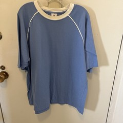 Vintage Foot Locker 2XL Blue Shirt Cotton Raglan Contrast Collar Y2K Streetwear