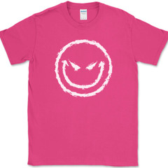 Evil Smiley Face T-Shirt Funny Rebel Biker Humor Sarcastic DJ Club Tee